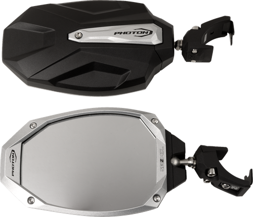 SEIZMIK - 56-18109 - Mirrors - Photon - Side View - Oval - Black/Silver - Polaris Pro Fit/Can Am Profiled ROPS - Pair