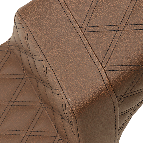SADDLEMEN - I18-33-175BR - Step-Up Seat - Full Lattice Stitch - Brown - Scout Bobber
