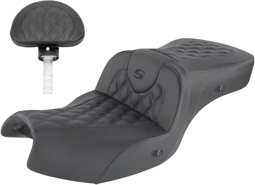 SADDLEMEN - I20-06-182BRHCT - Heated Roadsofa Seat - Lattice Stitch - w/ Backrest - GL