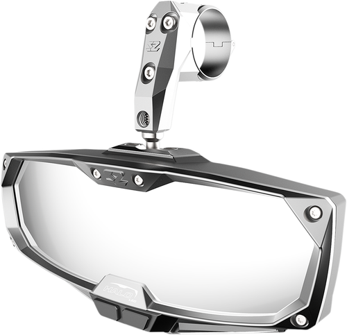 SEIZMIK - 56-18020 - Mirror - Halo R - Rear View w/LED Cabin Light - Rectangle - Silver w/Silver Bezel - 1.875”/2” ROPS