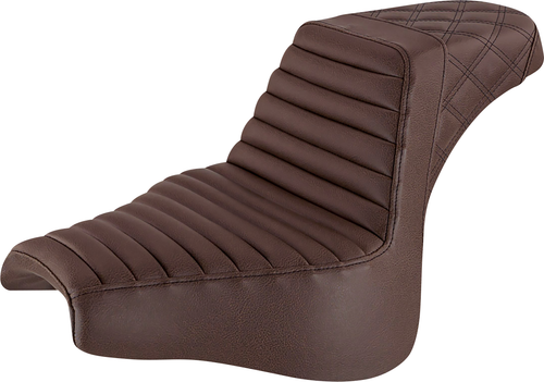SADDLEMEN - 818-28-176BR - Step-Up Seat - Front Tuck-n-Roll/Rear Lattice Stitch - Brown - FXFB/S '18-'23