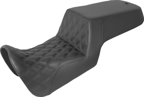 SADDLEMEN - 821-34-172 - Step-Up Seat - Front Lattice Stitch/Rear Smooth - Black - Pan America '21-'24