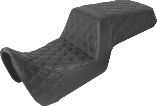 SADDLEMEN - 821-34-175 - Step-Up Seat - Full Lattice Stitch - Black - Pan America '21-'24