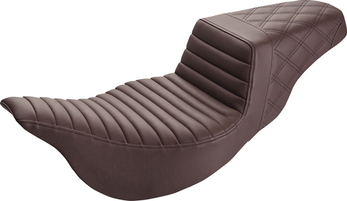 SADDLEMEN - 808-07B-176BREX - Step-Up Seat - Extended Reach - Front Tuck-n-Roll/Rear Lattice Stitch - Brown - FL '08-'24