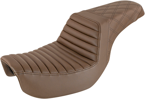 SADDLEMEN - 806-04-176BR - Step-Up Seat - Front Tuck-n-Roll/Rear Lattice Stitch - Brown