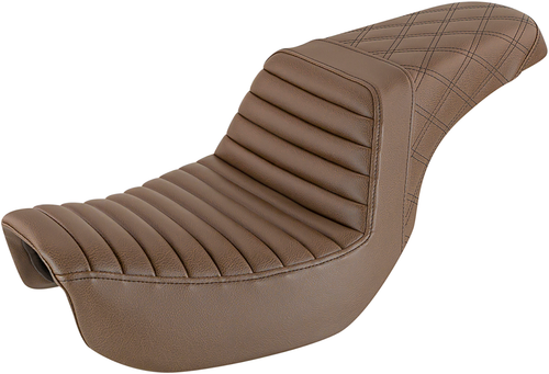 SADDLEMEN - 806-04-176BR - Step-Up Seat - Front Tuck-n-Roll/Rear Lattice Stitch - Brown