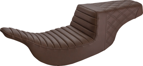 SADDLEMEN - 897-07-176BR - Step-Up Seat - Front Tuck-n-Roll/Rear Lattice Stitch - Brown