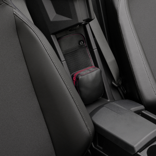 SHOW CHROME - H44-3ZRED - Center Console Kaliber Organizer - Black with Red Zipper