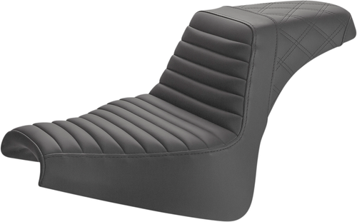SADDLEMEN - 818-28-176 - Step-Up Seat - Front Tuck-n-Roll/Rear Lattice Stitch - Black - FXFB/S '18-'23