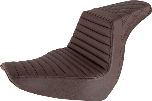 SADDLEMEN - 818-29-176BR - Step-Up Seat - Front Tuck-n-Roll/Rear Lattice Stitch - Brown