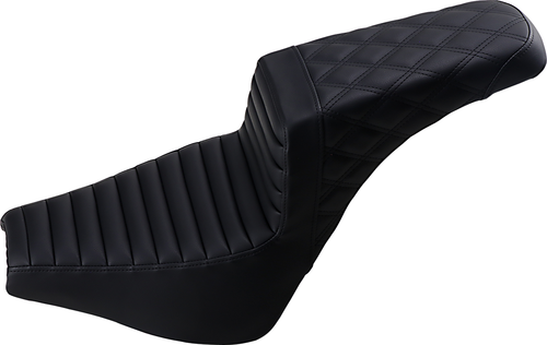 SADDLEMEN - 818-30-176 - Step-Up Seat - Front Tuck-n-Roll/Rear Lattice Stitch - Black