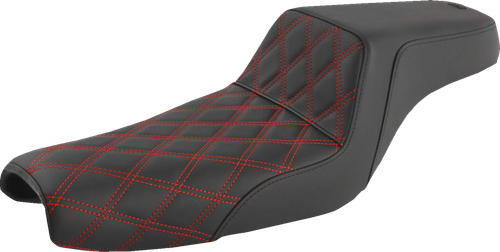 SADDLEMEN - 807-11-172RD - Step-Up Seat - Front Lattice Stitch/With Red Stitching - Black - XL