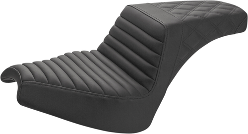 SADDLEMEN - I21-04-176 - Step-Up Seat - Front Tuck-n'-Roll/Rear Lattice Stitch - Black - Chief