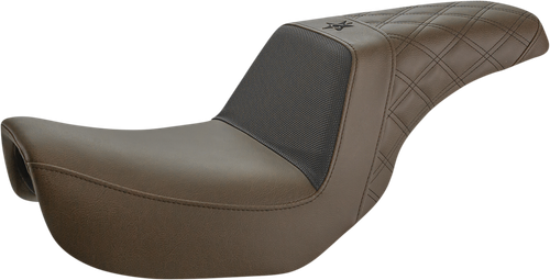 SADDLEMEN - UN06-04-173BR - Unknown Industries Seat - Front Carbon Fiber/Black Gripper Lumbar/Rear Lattice Stitch - Dyna