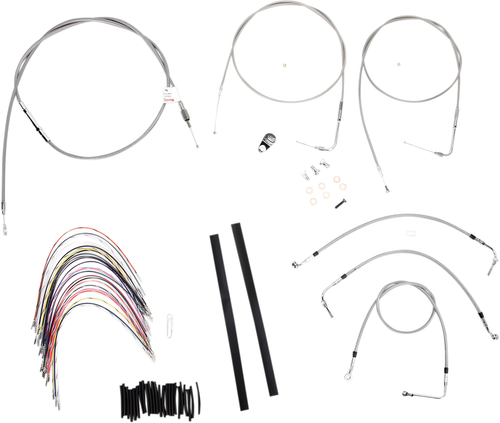 BURLY BRAND - B30-1080 - Complete Stainless Braided Handlebar Cable/Brake Line Kit - 16" Ape Hangers - '00-'06 Touring