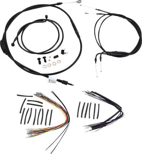 BURLY BRAND - B30-1013 - Complete Black Vinyl Handlebar Cable/Line Kit for Ape Hangers - 16" - '00-'06 FLST
