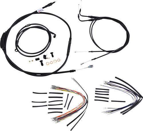 BURLY BRAND - B30-1017 - Complete Black Vinyl Handlebar Cable/Line Kit for Ape Hangers - 18" - '00-'06 FLST