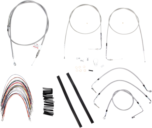 BURLY BRAND - B30-1085 - Complete Stainless Braided Handlebar Cable/Brake Line Kit - 14" Ape Hangers - '07 Touring
