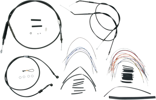 BURLY BRAND - B30-1005 - Complete Black Vinyl Handlebar Cable/Line Kit for Ape Hangers - 16" - '07-'13 Sportster