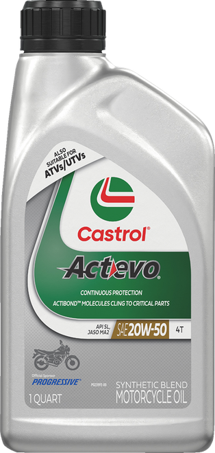 CASTROL - 15D7CF - Act Evo Semi-Synthetic 4T Engine Oil - 20W-50 - 1 U.S. quart