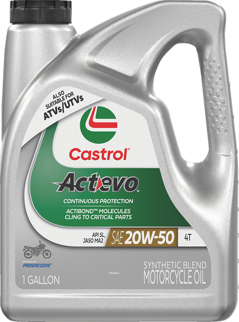 CASTROL - 15D7D1 - Act Evo Semi-Synthetic 4T Engine Oil - 20W-50 - 1 U.S. gal.