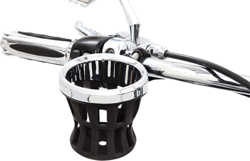 CIRO - 50413 - Drink Holder - 7/8"-1" Handlebar Mount - Chrome/Black Clamp