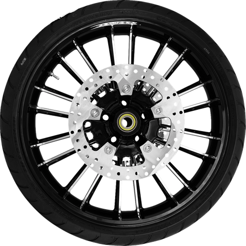 COASTAL MOTO - PKG2-ATL213BC-ABST - Atlantic Front Wheel - Black Cut (21") | Rotors (11.8") | Dunlop AE2 Tire (130/60B21)