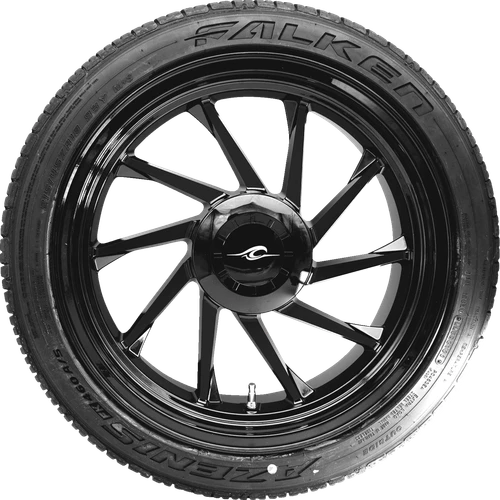 COASTAL MOTO - PKG-HURR-187T-SB - Hurricane 3D Rear Right Wheel - Black (18") | Falken Tire (215/45ZR18)