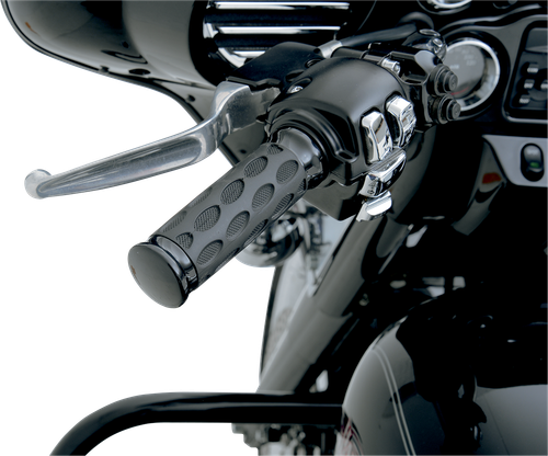 DRAG SPECIALTIES - 0630-0774 - Custom Rubber Grips - Hotop - Black/Rubber
