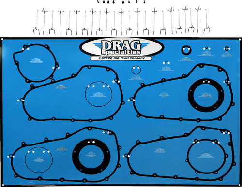 DRAG SPECIALTIES - 0934-6982 - Gasket/Seal and O-Ring Display Board - 6 Speed Big Twin Primary