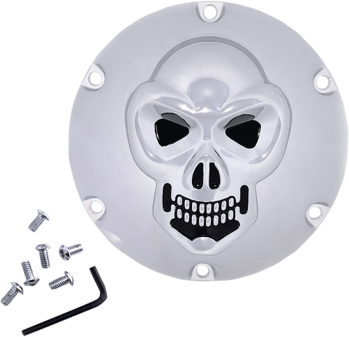DRAG SPECIALTIES - 1107-0631 - Skull Derby Cover - Chrome - 6-Hole