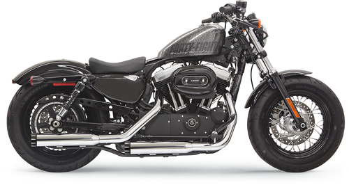 BASSANI XHAUST - 1X27T - Firepower Series Slip-On Mufflers - Chrome/Black - Fluted - Sportster