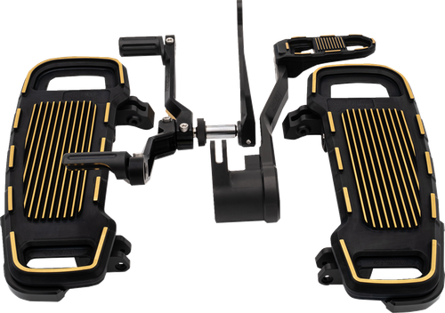 DRAG SPECIALTIES - 1623-0645 - Floorboard Kit Designed by Gilles - Adjustable - Black/Gold