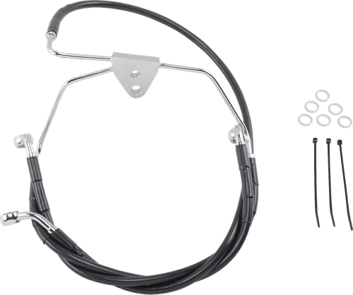 DRAG SPECIALTIES - 1741-2515 - Brake Line - Front - Black - +2" - FLH '96-'07