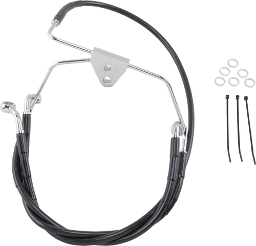 DRAG SPECIALTIES - 1741-2516 - Brake Line - Front - Black - +4" - FLH '96-'07