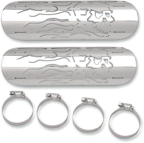 DRAG SPECIALTIES - 1861-0102 - Flame Skull Heat Shields