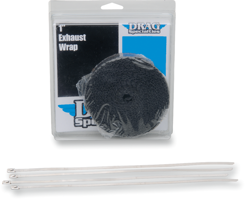 DRAG SPECIALTIES - 1861-0667 - Exhaust Heat Wrap Kit with Ties - Black - 1" x 25'