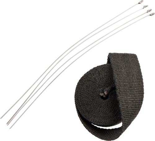 DRAG SPECIALTIES - 1861-0669 - Exhaust Heat Wrap Kit with Ties - Black - 2" x 25'