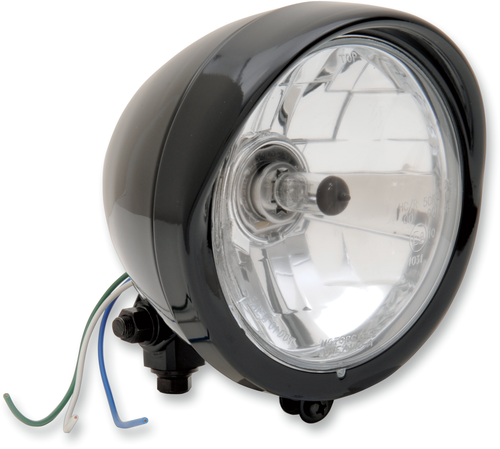 DRAG SPECIALTIES - 2001-0551 - 5-3/4" Head Light with Visor - Clear Lens - Black