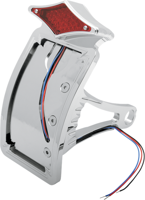 DRAG SPECIALTIES - 2010-0557 - Taillight/License Plate - Side Mount - Curved Vertical - Diamond