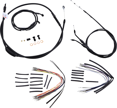 BURLY BRAND - B30-1038 - Complete Black Vinyl Handlebar Cable/Line Kit for Ape Hangers - 16" - '06 FXD