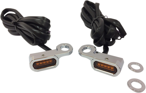 DRAG SPECIALTIES - 2040-2128 - LED Handlebar Marker Lights - Hydraulic Clutch - Chrome/Amber