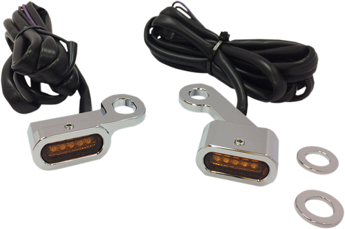 DRAG SPECIALTIES - 2040-2136 - LED Handlebar Marker Lights - XL - Chrome/Amber