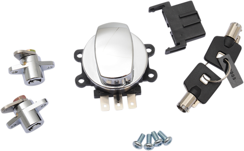 DRAG SPECIALTIES - 2106-0407 - Side Hinge Ignition Switch with Saddlebag Lock - Chrome