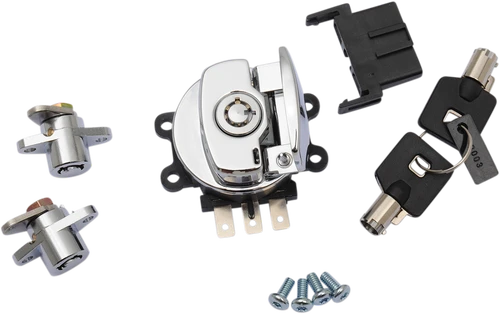 DRAG SPECIALTIES - 2106-0407 - Side Hinge Ignition Switch with Saddlebag Lock - Chrome