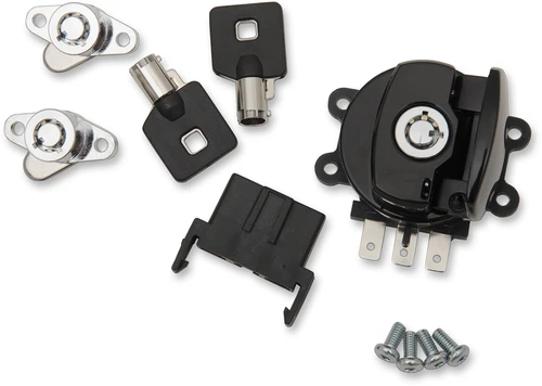 DRAG SPECIALTIES - 2106-0408 - Side Hinge Ignition Switch with Saddlebag Lock - Gloss Black