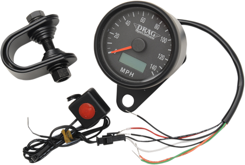 DRAG SPECIALTIES - 2210-0257 - Programmable Mini Electronic Speedometer with Odometer/Tripmeter - 2.4" - Matte Black