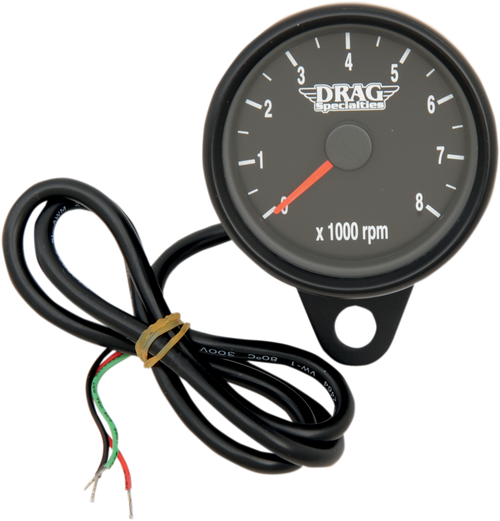 DRAG SPECIALTIES - 2211-0125 - Mini Electronic Tachometer - Black - Backlit LED Black Face - 2.4"