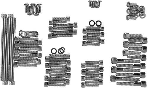 DRAG SPECIALTIES - 2401-0564 - Bolt Kit - Complete Motor - Knurled/Socket-Head - Black/Chrome - '07-'16 Touring