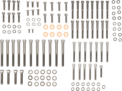 DRAG SPECIALTIES - 2401-0566 - Bolt Kit - Complete Motor - Knurled/Socket-Head - Black/Chrome - '04-'21 Sportster